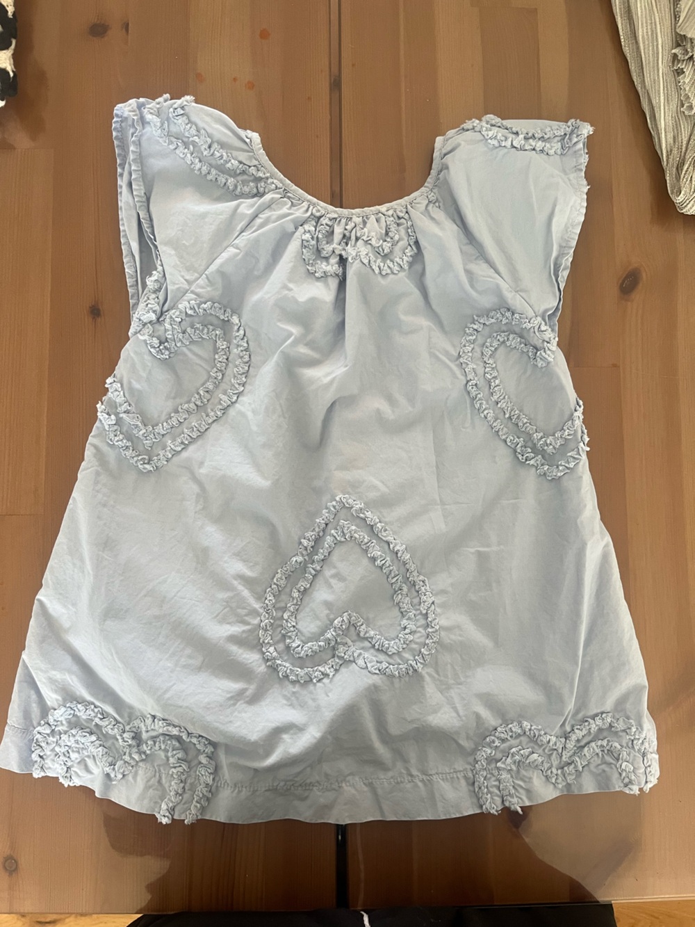 Zara Pale Blue Heart Appliqué Kids Dress